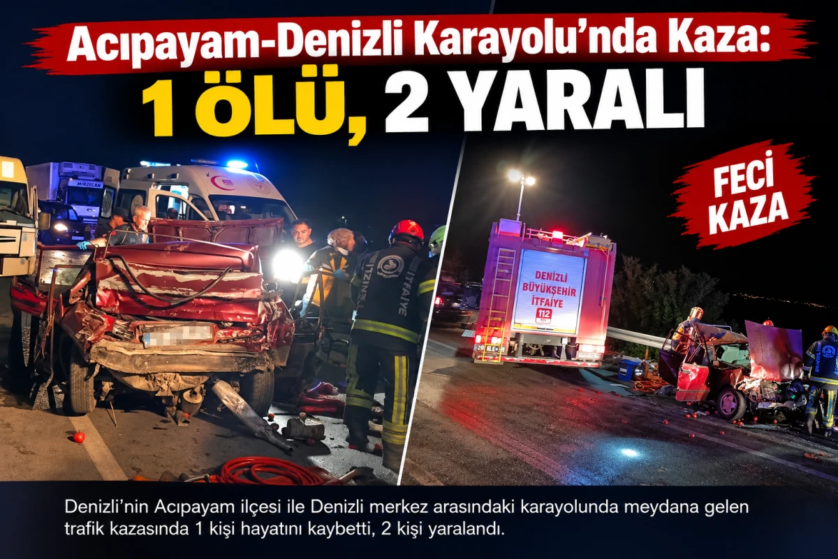 Acıpayam-Denizli Karayolu'nda Kaza: 1 &Ouml;l&uuml;, 2 Yaralı