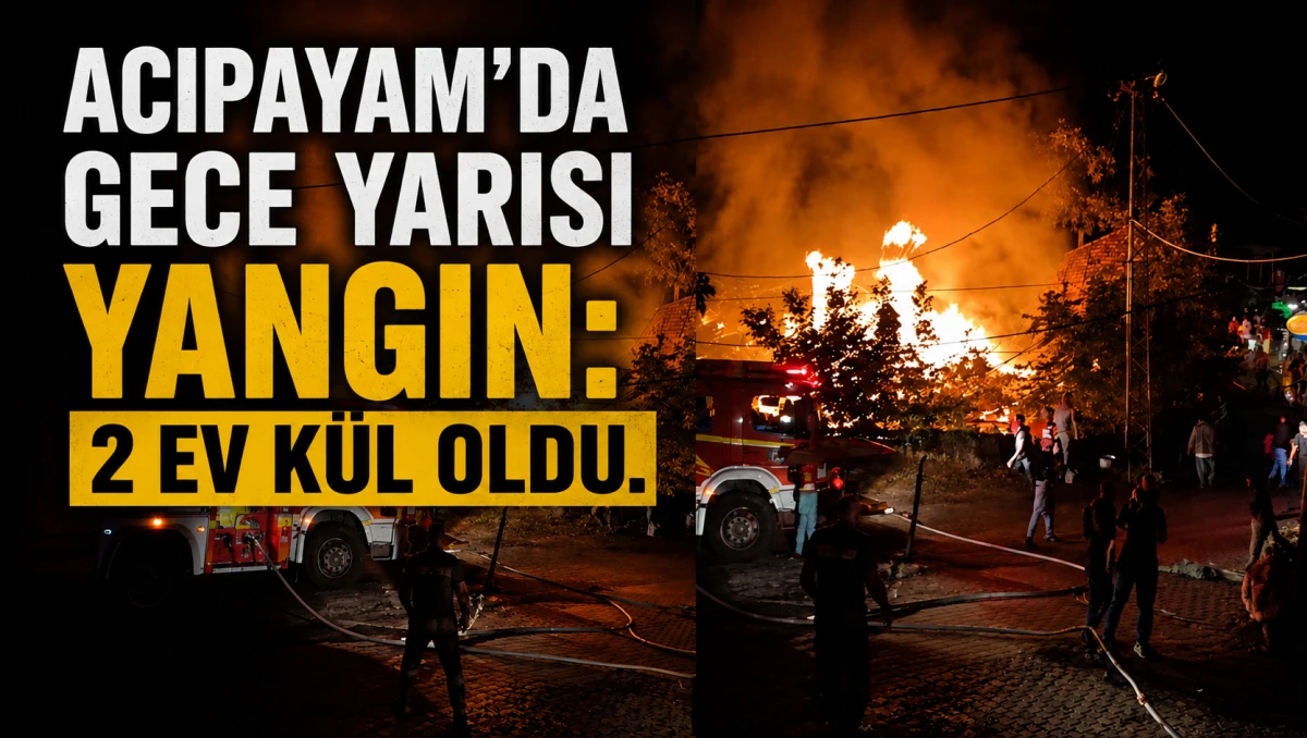 ACIPAYAM&rsquo;DA GECE YARISI YANGIN: 2 EV K&Uuml;L OLDU