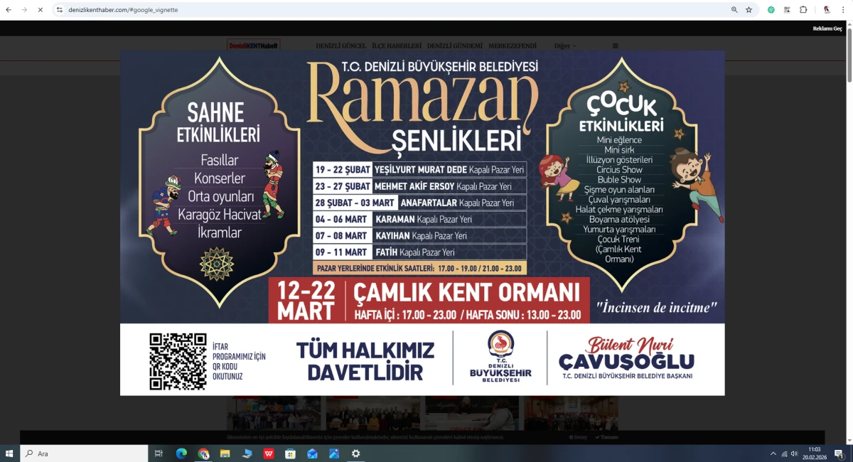 DBB-RAMAZAN BAYRAMI İLANI- 20 ŞUBAT