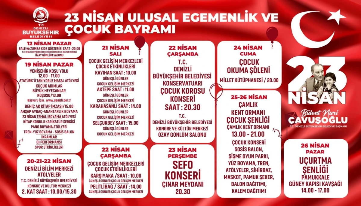 Denizli B&uuml;y&uuml;kşehir&rsquo;den 23 Nisan&rsquo;da &ccedil;ocuklara unutulmaz etkinlik programı