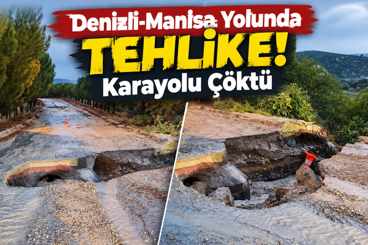 Denizli-Manisa Yolunda Tehlike! Karayolu &Ccedil;&ouml;kt&uuml;