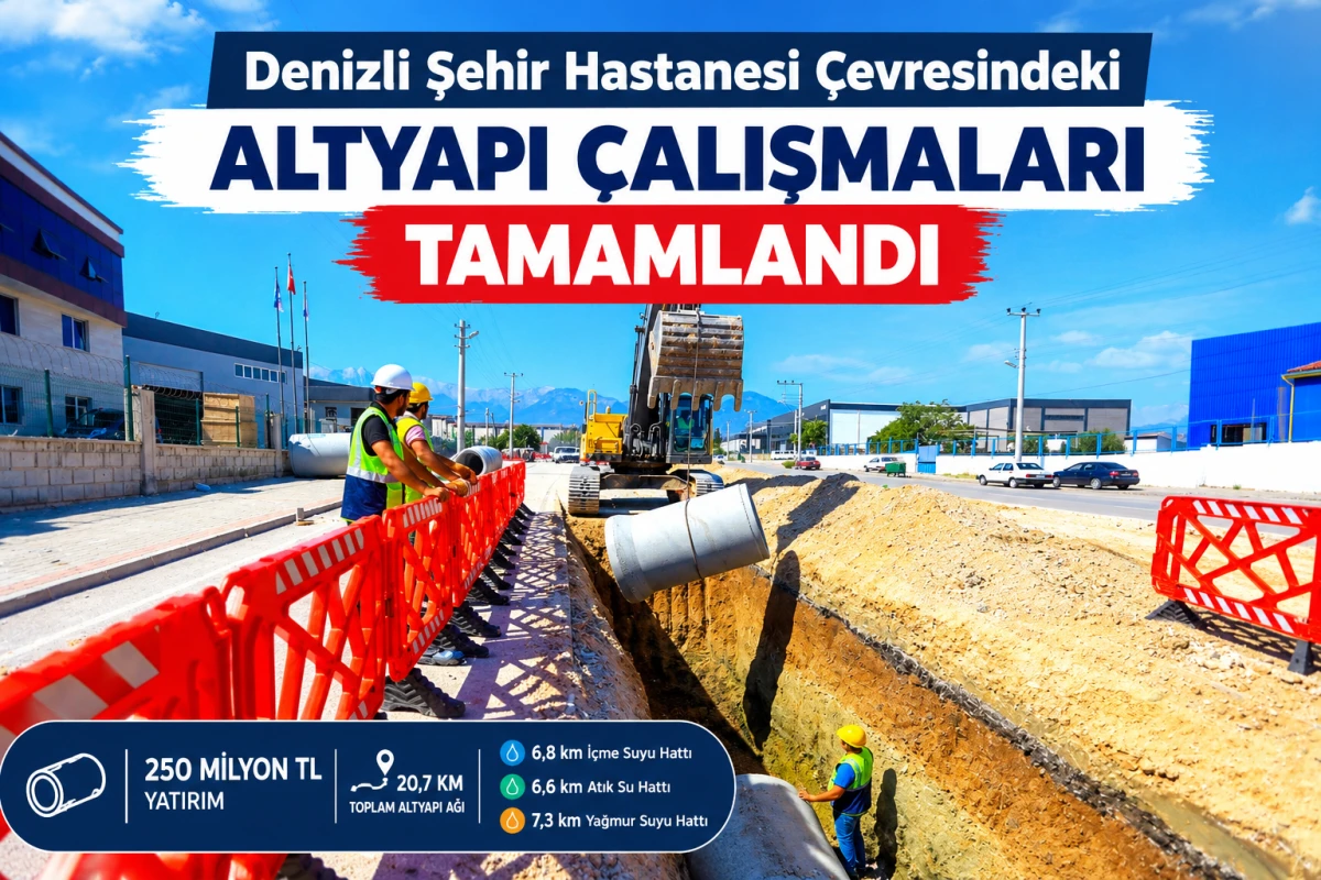 Denizli Şehir Hastanesi &Ccedil;evresindeki Altyapı &Ccedil;alışmaları Tamamlandı