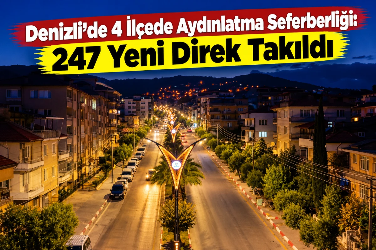 Denizli&rsquo;de 4 İl&ccedil;ede Aydınlatma Seferberliği: 247 Yeni Direk Takıldı