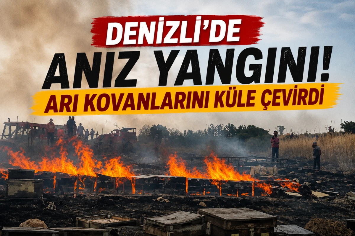Denizli&rsquo;de Anız Yangını Arı Kovanlarını K&uuml;le &Ccedil;evirdi