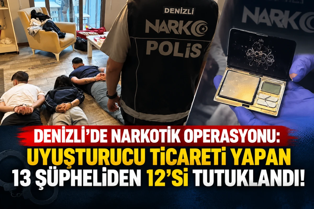 Denizli&rsquo;de B&uuml;y&uuml;k Narkotik Operasyonu: Uyuşturucu Ticareti Yapan 13 Ş&uuml;pheliden 12&rsquo;si Tutuklandı!