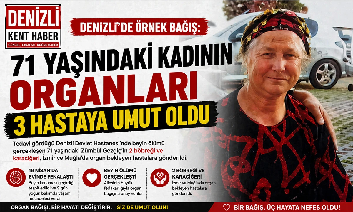 Denizli&rsquo;de &ouml;rnek bağış: 71 yaşındaki kadının organları 3 hastaya umut oldu
