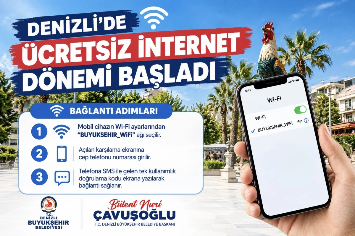     Denizli&rsquo;de &Uuml;cretsiz İnternet D&ouml;nemi Başladı