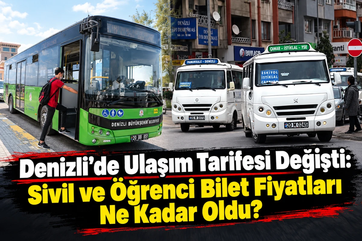 Denizli&rsquo;de Ulaşım Tarifesi Değişti: Sivil ve &Ouml;ğrenci Bilet Fiyatları Ne Kadar Oldu?