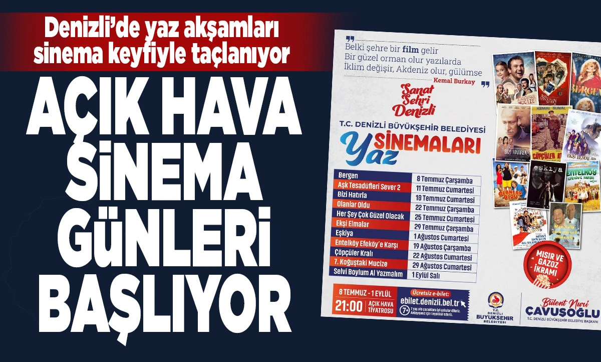 Denizli&rsquo;de Yıldızlar Altında Sinema Keyfi