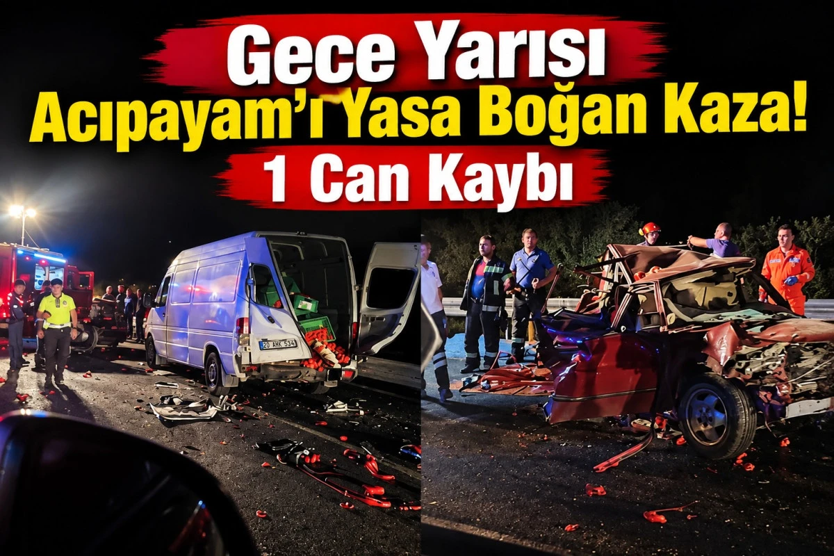     Gece Yarısı Acıpayam&rsquo;ı Yasa Boğan Kaza! 1 Can Kaybı