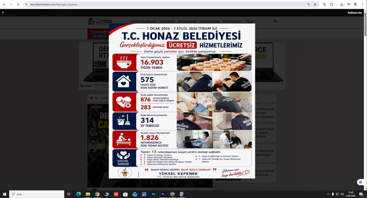 HONAZ BELEDİYESİ  REKLAM G&Ouml;RSELİ