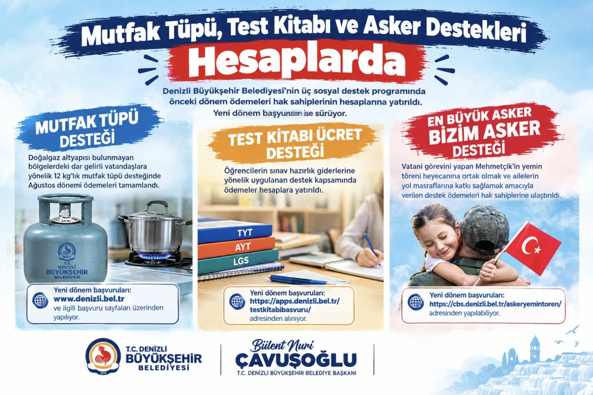 Mutfak t&uuml;p&uuml;, test kitabı ve asker destekleri hesaplarda