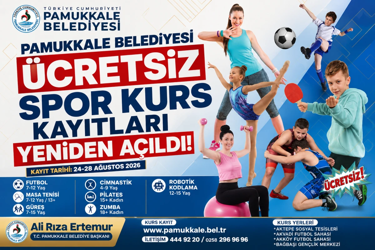 PAMUKKALE BELEDİYESİ &Uuml;CRETSİZ SPOR KURS KAYITLARI YENİDEN A&Ccedil;ILDI
