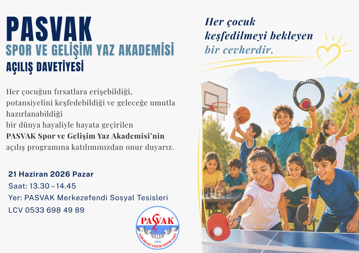 PASVAK&rsquo;TAN &Uuml;CRETSİZ YAZ AKADEMİSİ: SPORA ERİŞİMİ KISITLI &Ccedil;OCUKLARA KALPTEN DESTEK